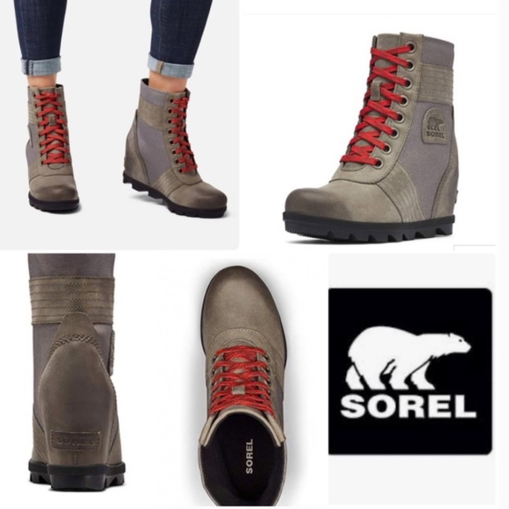 Sorel Lexie Wedge Bootie - Quarry and Red